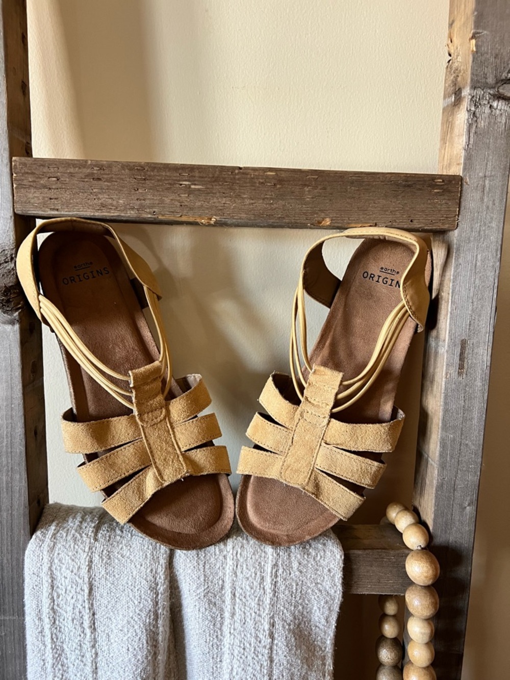 NWOT Earth Origins Laney Leather Sling Back Sandals in yellow